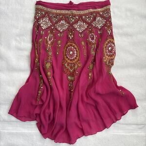 vintage fairycore beaded sequin midi skirt